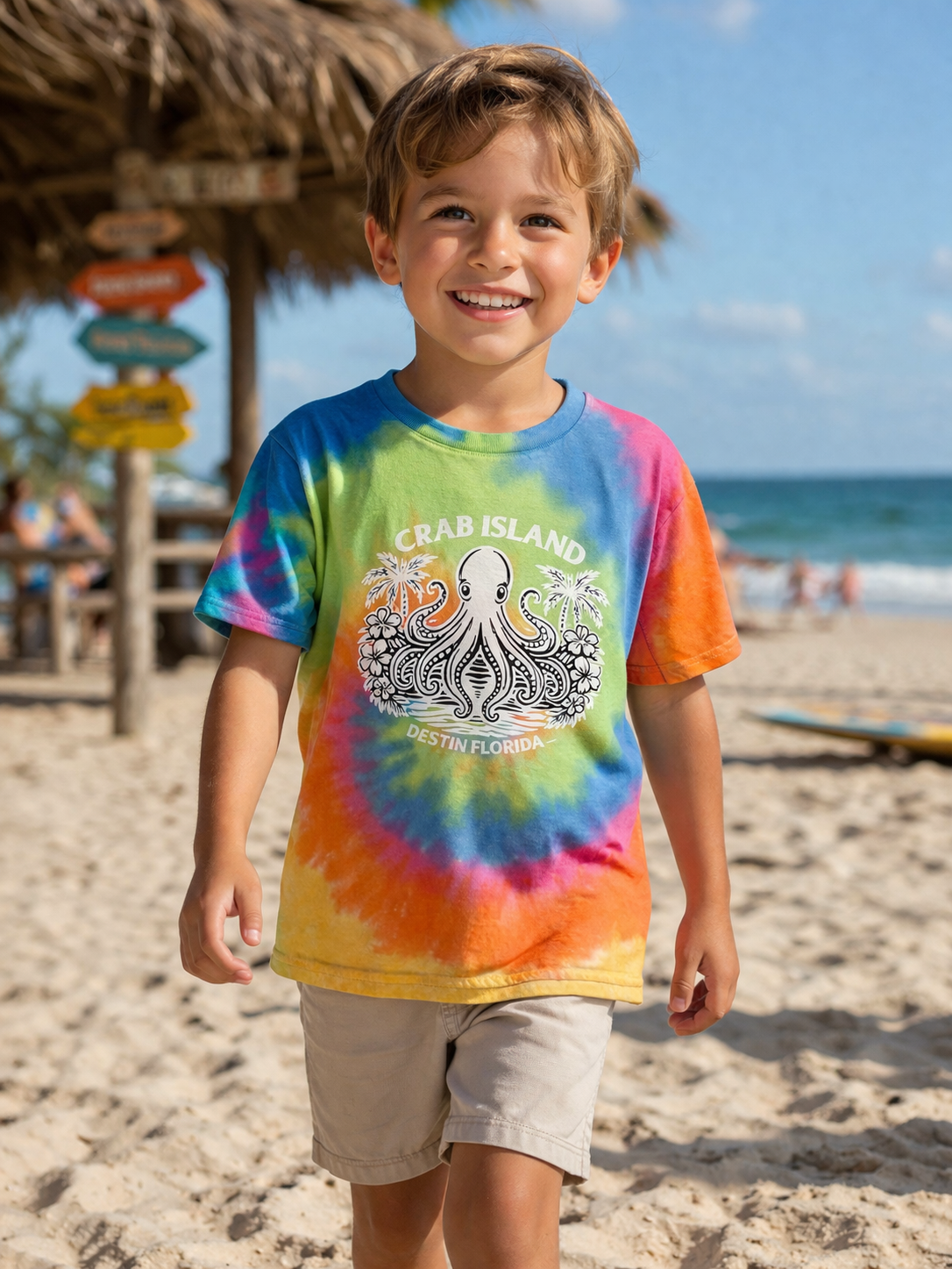 Kids Tie Dye Crab Island T-shirt