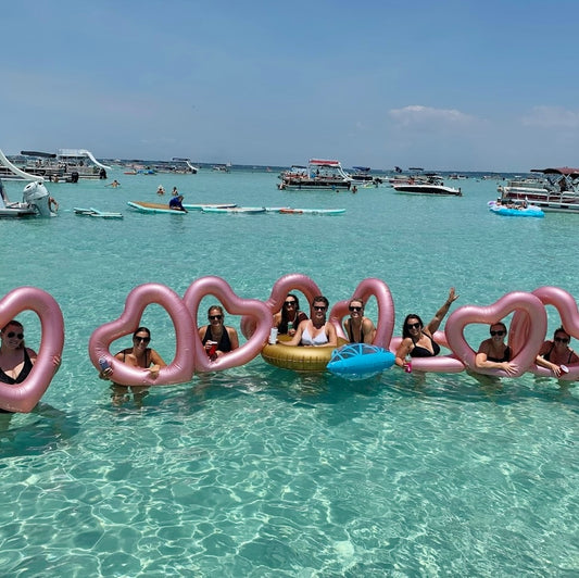 Bachelorettes in water at Crab Island