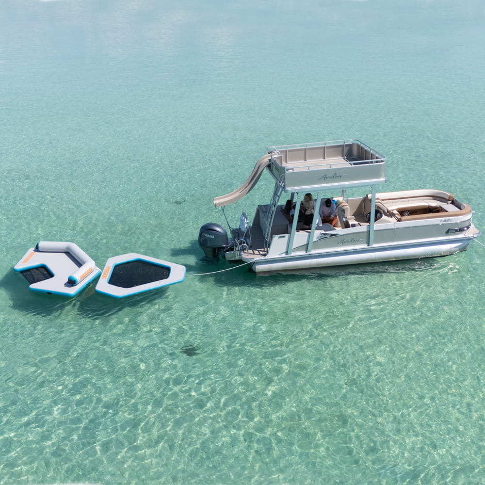 Slide pontoon with inflatables at Crab Island