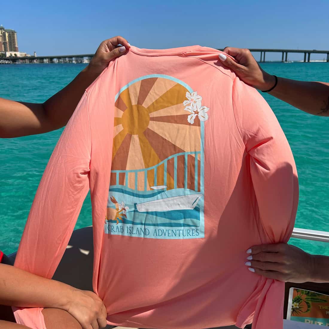Peach Performance Crab Island Shirt