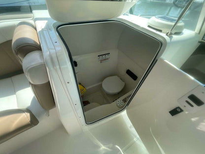 View of restroom onboard luxury catamaran boat rental